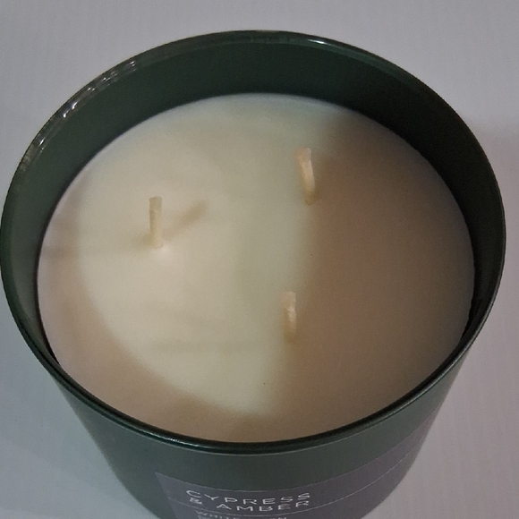 White Barn Cypress & Amber Candle - Green and Cream - Picture 2 of 3